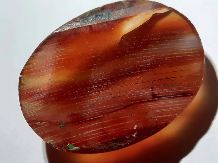 bicolor-orange-and-red-carnelian-rose-cut-oval-12-70-ct-natural-gems-belgium-precious-stones-72665518375236 Natural Chalcedony · 12.7 ct · Oval · Rose Cut Carnelian