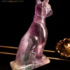 ca2 Natural Rainbow Fluorite Cat Carving · 7.0 cm · Purple, Green & White
