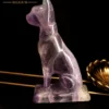 ca4 Natural Rainbow Fluorite Cat Carving · 7.0 cm · Purple, Green & White
