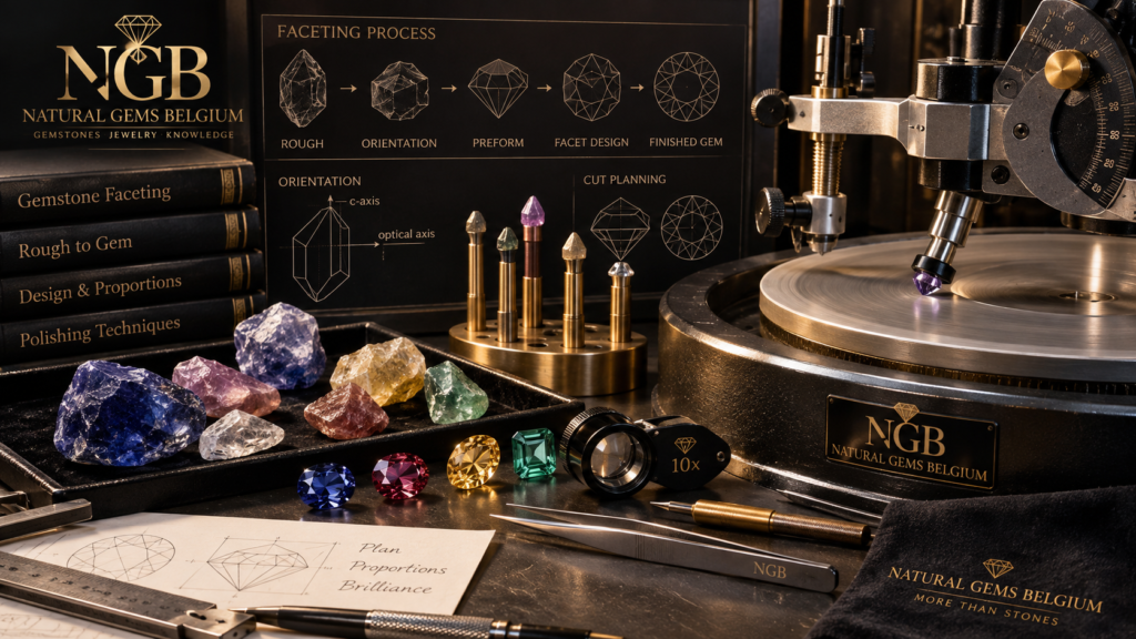 Gemstone faceting guides for cutting and polishing natural gemstones